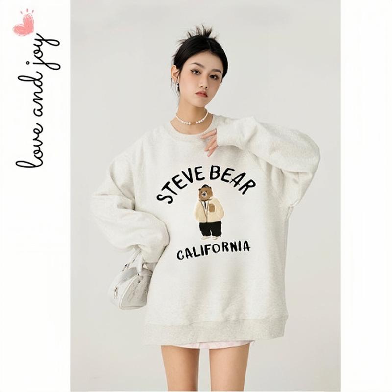 (Love and joy) Áo sweater nam nữ in hình form rộng cổ tròn tay dài vải nỉ bông cotton mềm mịn phong cách Unisex M17 4