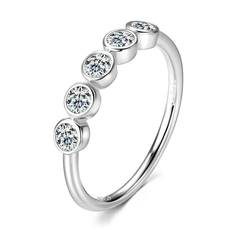 Product Introduction of LLXYW Total 0.5/1.5CT Luxury Round Bezel Full 3mm/4mm Moissanite Ring For Women Girls S925 Silver Pass Test Rings Wedding Band Gift 10