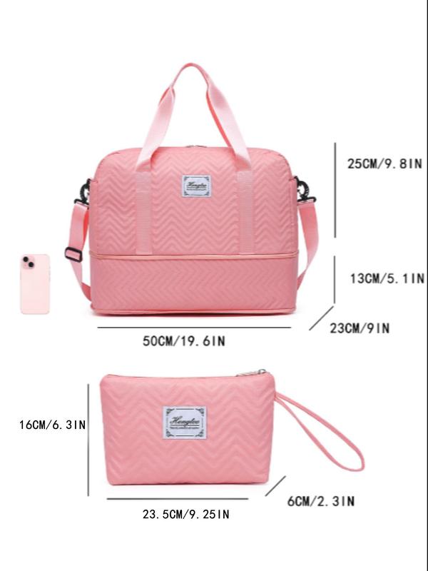 Unisex Weekend Travel Bag with Waterproof Shoe Compartment, Stylish Large Capacity Tote for Business Trips & Gym Essentials, Multi-functional Duffle Bag for Suitcases 1
