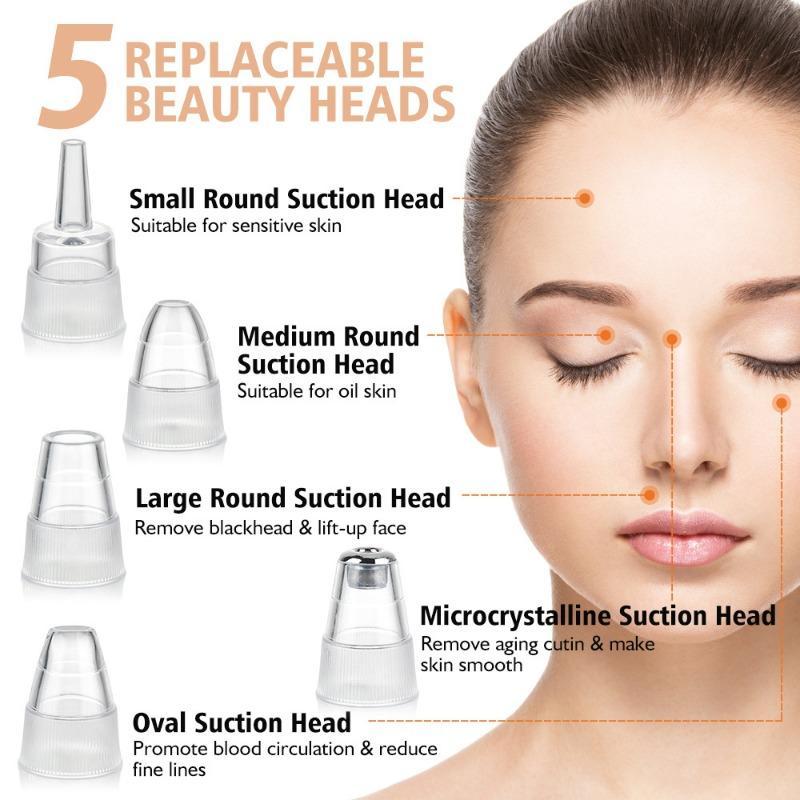 Product Introduction of USB Rechargeable Electric Pore ​​Cleanser, 1 Box Vacuum Suction Blackhead Instrument with 5 Beauty Heads & Acne Needles, Facial Beauty Instrument, Christmas 2