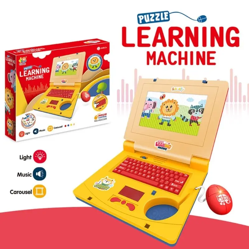 Mainan Laptop Anak Alat Bantu Belajar Learning Machine Notebook Laptop Mainan Edukasi Anak Laptop Mainan Mini/ Laptop Edukasi Anak Variasi Musik Inggris Kartun Bergerak Plastik Led Toy 1