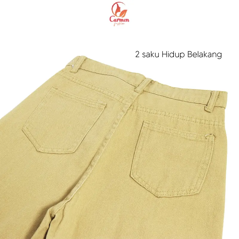 Kulot Jeans High Waist Wanita Celana Panjang Denim Fashion CF P529 Biru Muda 6