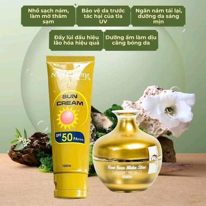 COMBO CHỐNG NẮNG VÀNG + KEM FACE NHÂN SÂM NCOLLAGEN TRẦN BÍCH NGÂN Skincare