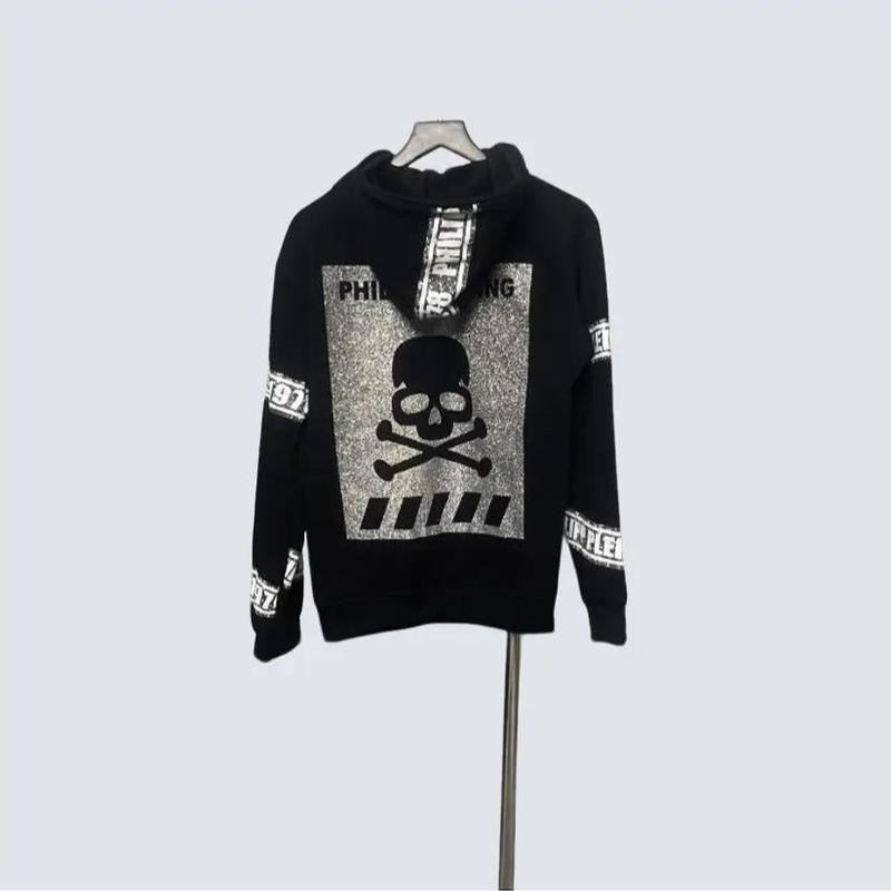  Áo Khoác Philip Cao Câp Chất Liệu Nỉ Bông Dày Dặn In Kim Tuyến Đầu Chéo Sau Lưng KHÓA QP - Áo Khoác Bomber Philip Boy Phố 2024 Mã In Kim Tuyến Chéo Menswear Jacket Cổ Tròn 