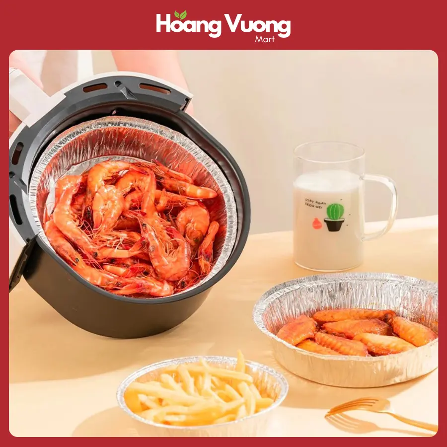 Khay giấy bạc lót nồi chiên không dầu, khuôn giấy bạc đựng thực phẩm - chịu nhiệt tốt
