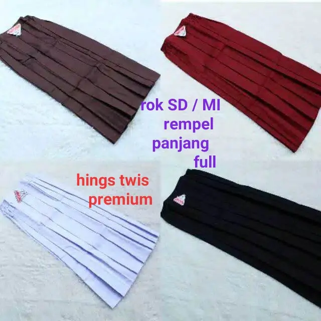 Rok Panjang Sekolah SD Rok Rempel Perempuan Seragam Sekolah SD dan MI (Hitam, Coklat, Hijau, Merah, Putih)