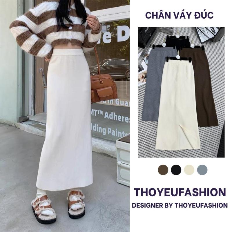  Chân Váy Len Đúc Xẻ Sau Chân Váy Len Dáng Dài Tết 2024 
