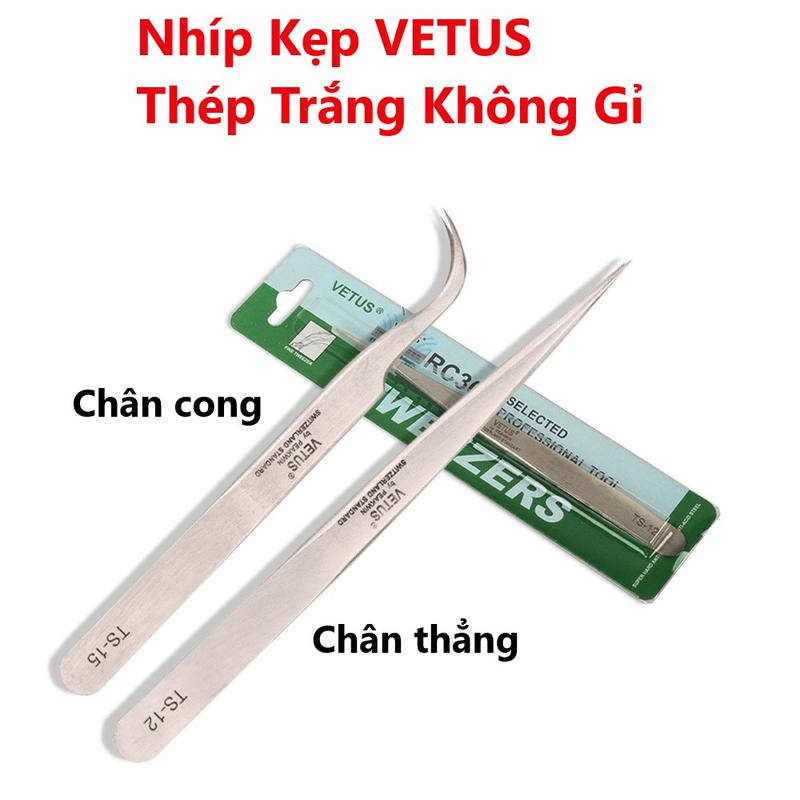  Nhíp Kẹp Linh Kiện VETUS Thép Trắng Không Gỉ ST-10 Chân Thẳng - Nhặt lông yến Gắp đá Nail Nối Mi - Hàng Chất lượng Cao Chữ Khắc Chìm 