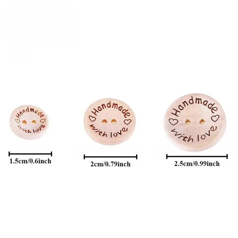 Round Wooden Button, 50pcs/set Mini 2-hole Carved Wooden Button, Handmade DIY Clothing Accessories, Sewing Accessories for Home Use 1