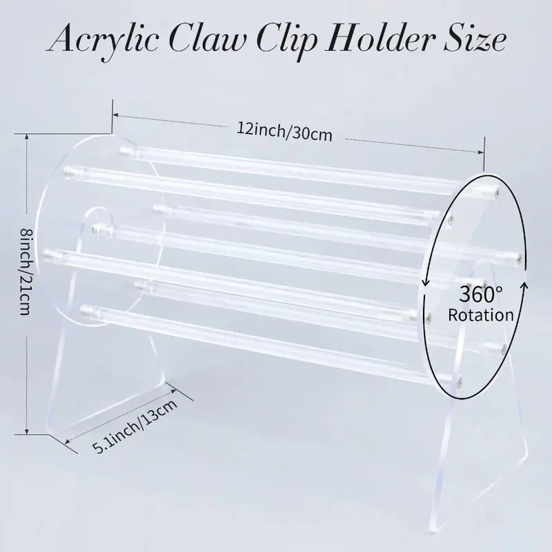 Kệ đựng kẹp Giá trưng bày băng đô bằng nhựa acrylic xoay 360 độ trong suốt tiện dụng trang trí decor xinh xắn Kitchen 2