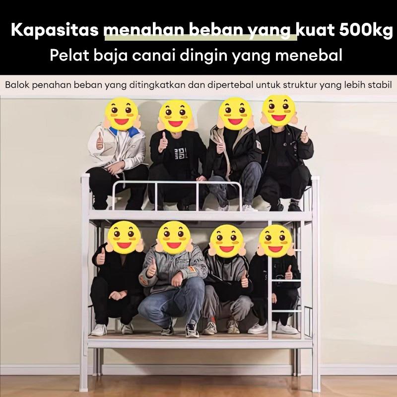 DF-4- Tangga dan Pagar Pengama Ranjang Susun Besi Tempat Tidur Bertingkat 2 Susun Untuk Semua Umur Anak Remaja Dewasa Model Minimalis Ranjang Besi Tingkat Untuk Kos Kosan Asrama Sekolah Rumah Tinggal Apartemen Kamar Kecil Dengan【Garansi 5 Tahun】