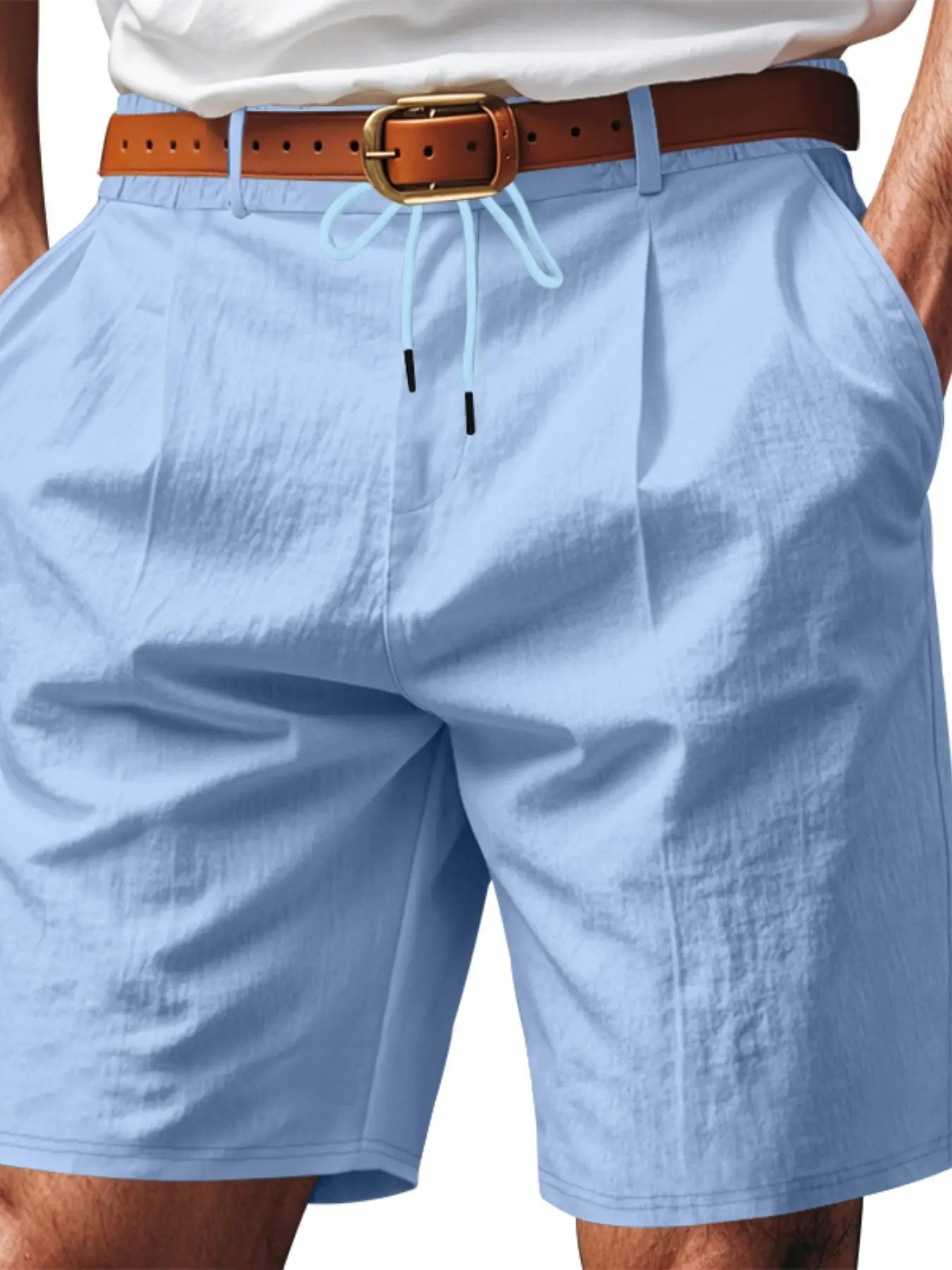 Men's Solid Color Linen Shorts, Loose Casual Breathable Comfy Shorts for Summer, Men's Bottoms for Beach Vacation
