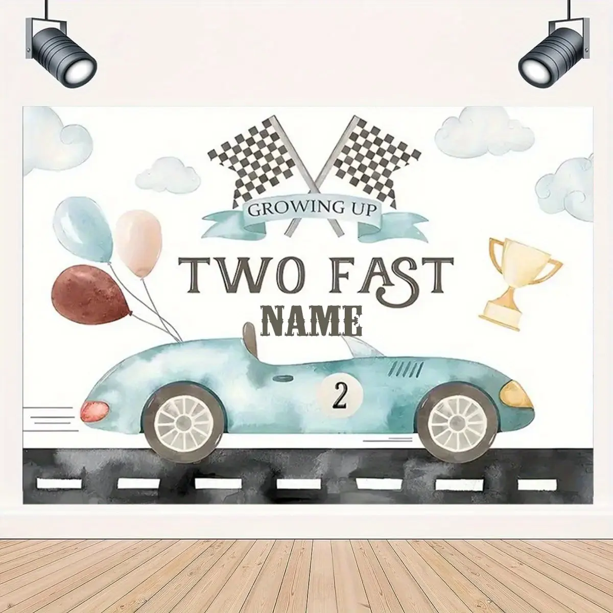 1pc Growing Up Two Fast Racing Theme Party Backdrop Banner - Large ...