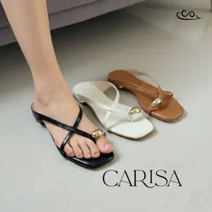 Satujua - Carisa Sandal Jepit Wanita Croco Kulit Premium Desain Minimalis Elegan