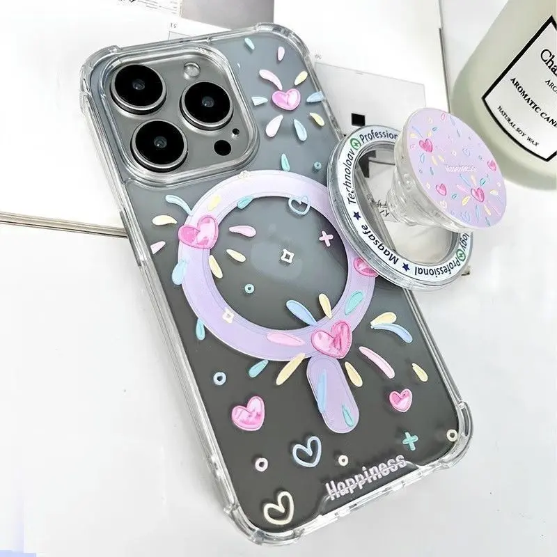 Giá Đỡ Nhẫn Nam Châm, Với Gấp Có Thể Gấp Gọn Và Góc Chụp Cố Định Để Bàn, Thích Hợp Để Phát sóng Trực Tiếp Trực Tiếp, Thiết Kế Hoạt Hình Dễ Thương Và Đơn Giản, Có Thể Tháo Rời, Dành Cho Nữ 4