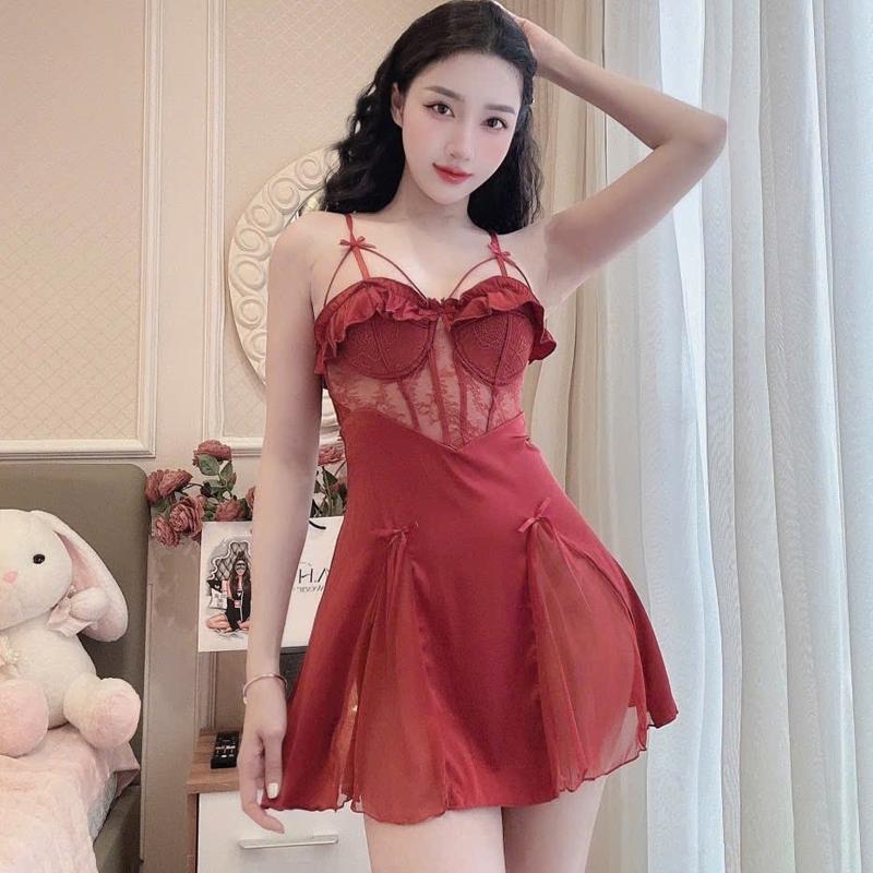 V24 Kèm Chip Cùng Màu Váy Ngủ Lụa Cho Nữ Chất Lụa Tơ Phối Ren Mềm Mại Có Đệm Tôn V1 Cao Cấp Phương Linh Underwear