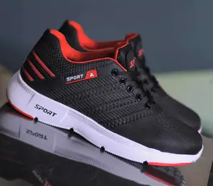 Sepatu Sneakers Olahraga Ringan Nyaman Sport Line Pria Wanita  Hak Datar casual hitam Shoes Running Merah Kasual Snekers Kerja Black Putih