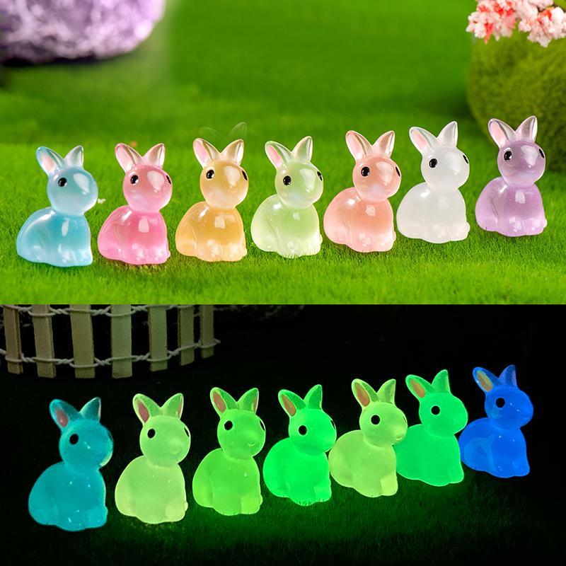 Cute Luminous Mini Rabbit Ornaments Multicolor Bunnies Microlandscape ...