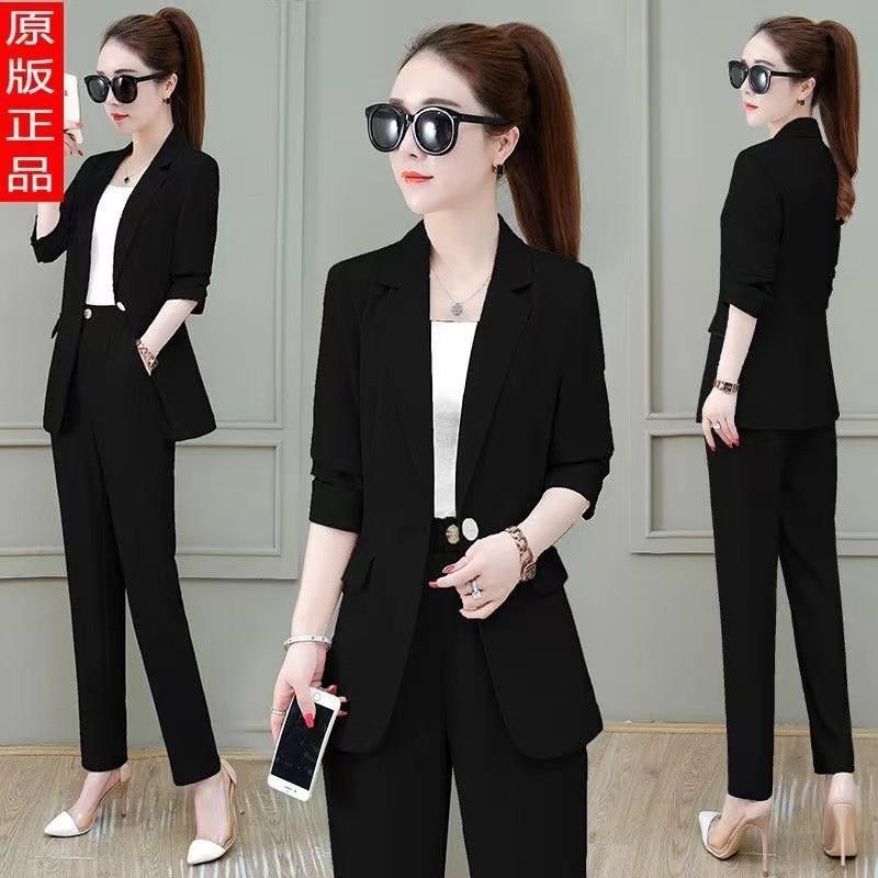 Bộ Đồ Công Sở, Bán Chạy, Dành Cho Nữ, Trang Phục Công Sở Trang Trọng, Ngoại Cỡ, Dáng Rộng Rãi Và Thường Ngày, Bộ Hai Mảnh, Thích Hợp Cho Mùa Xuân Và Mùa Thu, Áo Khoác Bộ Đồ Nữ, Caot Blazer + Quần Dài 2