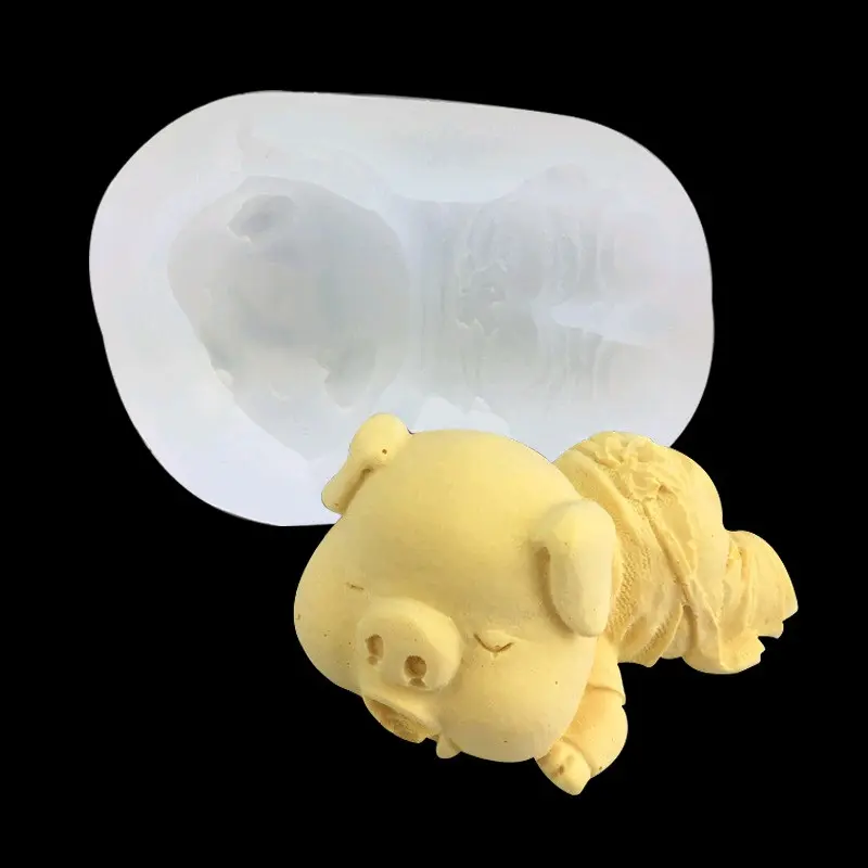 NHIENCAKE Khuôn silicon 4D heo tắm tiên dùng làm pudding, thạch rau câu, sáp nến, xà phòng 2