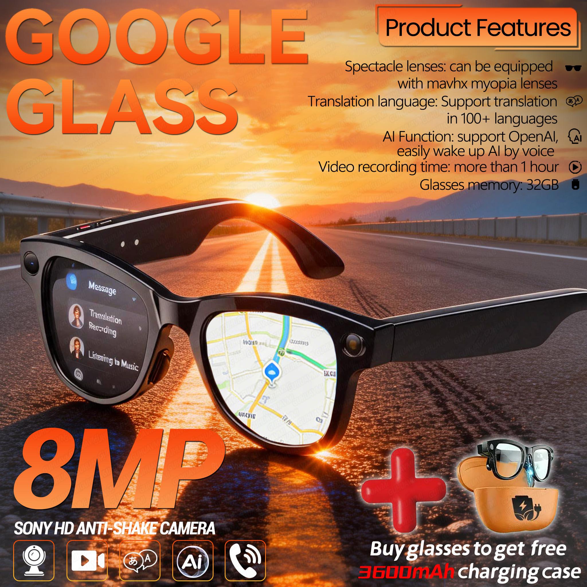 2026 New 3600mAh Large Capacity Smart Glasses 800W Pixel Anti-shake Camera 120+Language Translation Video Recording Call Glasses