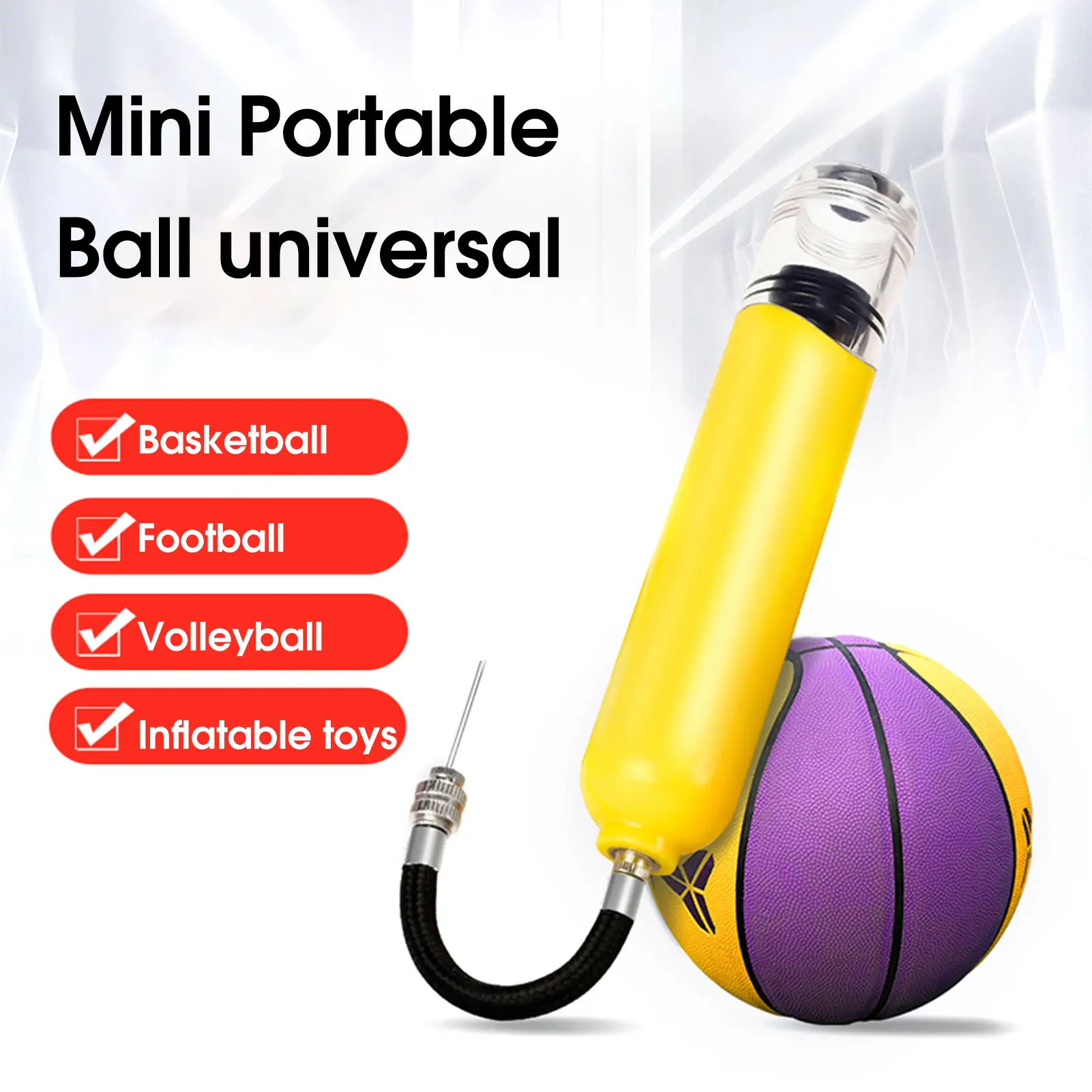 [wnb] Portable Ball Pump Quick Inflation Easy to Use Long Service Life Practical Hand Inflator for Basketball