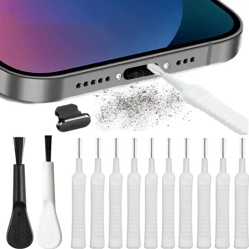 Mobile Phone Charging Port Dust Removal Kit for iPhone, Phones Dust Cleaning Kit, Professional Phone Earphones Cleaning Tools Set