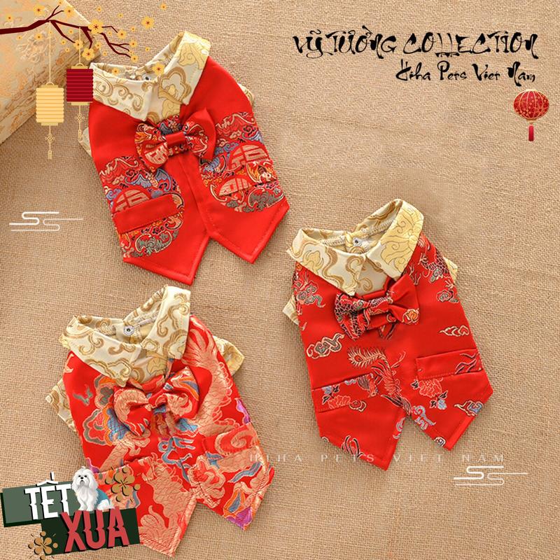Áo Dài Cho Chó Mèo Bộ Sưu Tập Vỹ Tường 2026 Quần Áo Tết Cho Thú Cưng Thiết Kế Thời Trang Cao Cấp Hiha Pets.