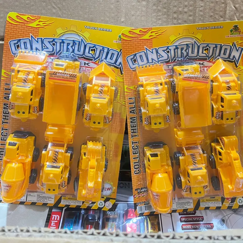 Construction Truck Kuning Set isi 6 | mobil tukang mainan anak dapat 6 7