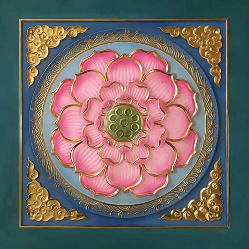 Tranh dán tường Hoa sen vuông trang trí phòng thờ phòng khách nhiều mẫu và kích thước