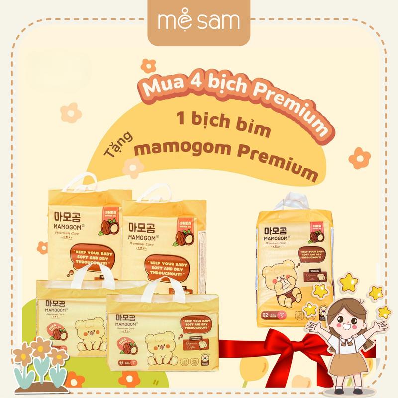 Mamogom Combo 4 Bỉm Premium Mẫu Mới - Mua 4 Tặng 1 - Đai Hông êm Dịu & Lưng Chun - Size M L XL XXL - An Toàn Cho Da Bé
