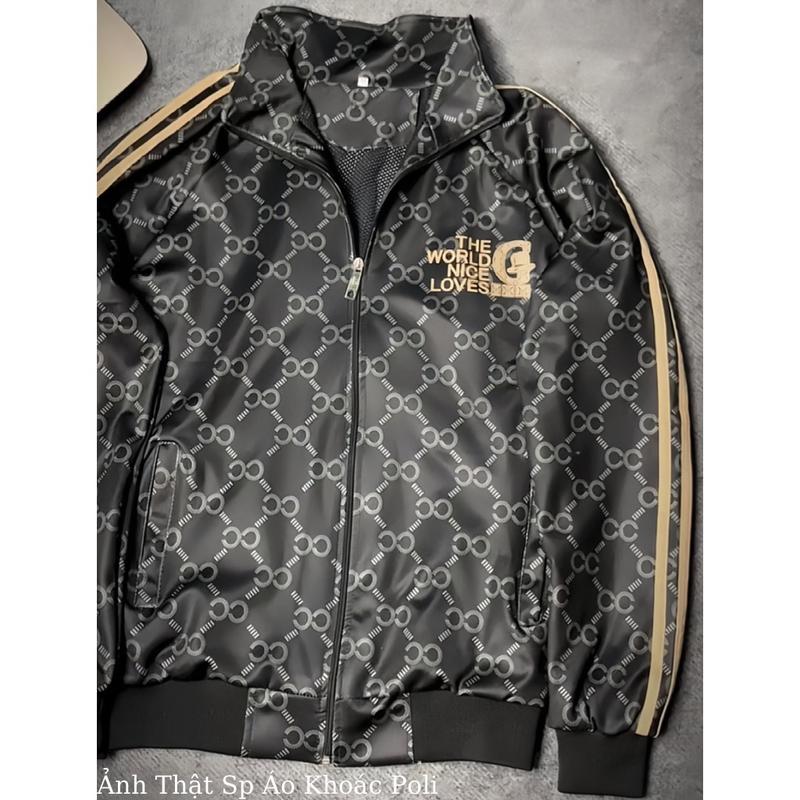 Áo Khoác Poli Cao Cấp Thời Trang MenVip Fashion Menswear Jacket (Đen + Thêu viền vàng Kem 4