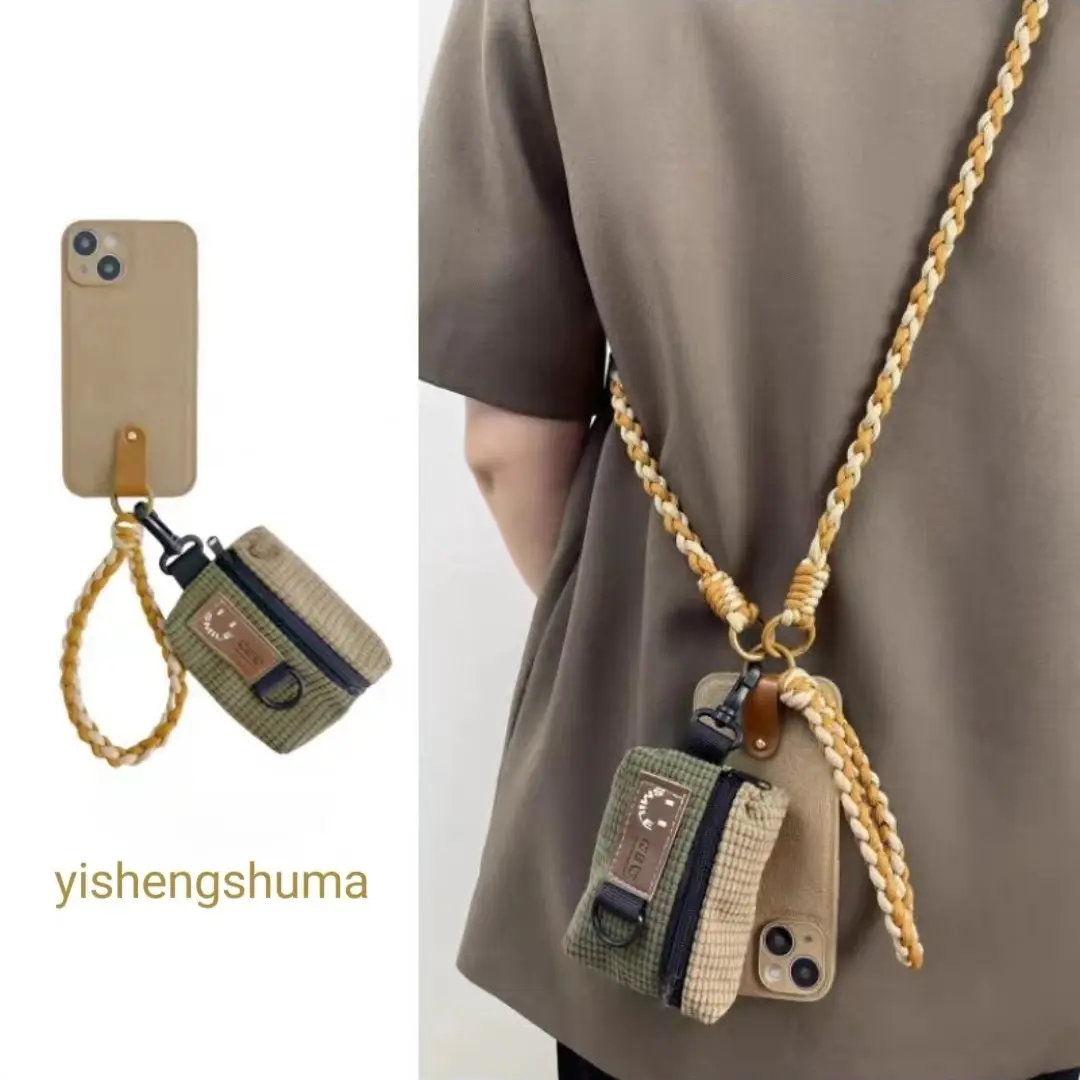 Retro Travel Coin Purse Apple 13promax Phone Case 15 Crossbody Iphone14 All-Inclusive 12 Lanyard Female 11