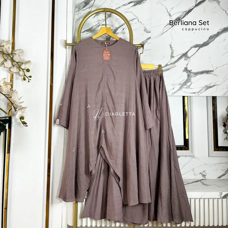 Berlianna Set Rok Permata Payet Polo Linen Busui Friendly Rok Umbrella  Diarletta Premium Quality 8