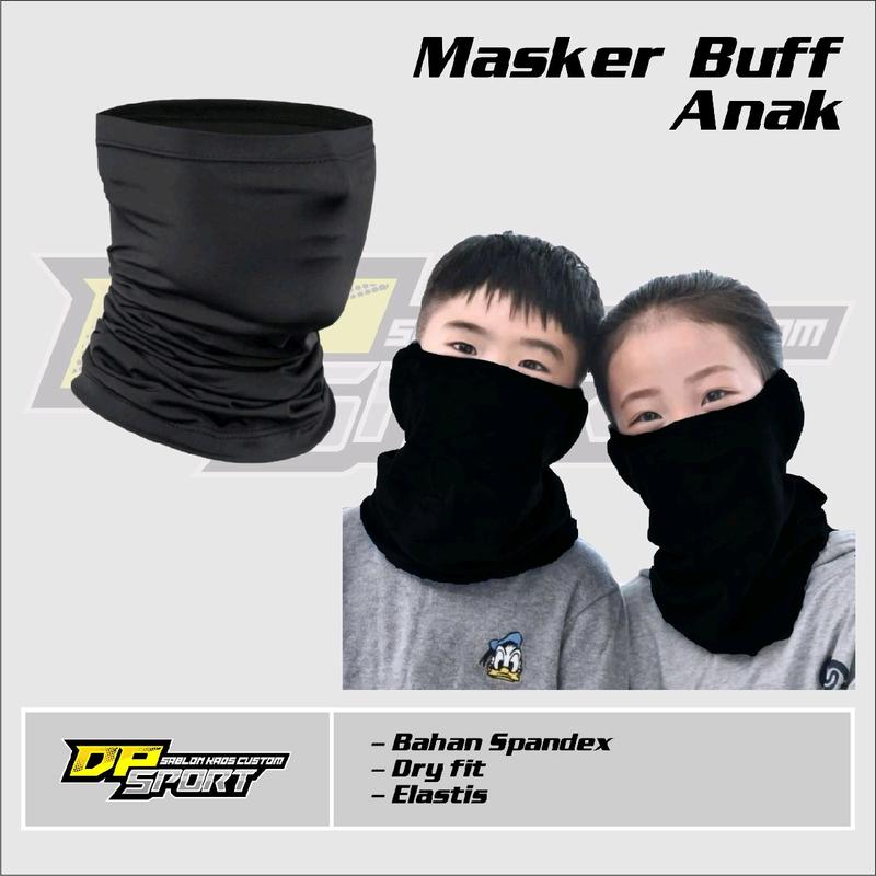 Buff Masker Anak Hitam Polos Bahan Spandex Melar termurah Fashion ...