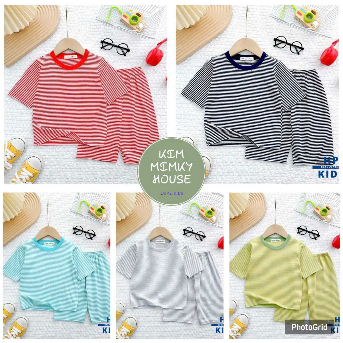 KIM136 Bộ thun lạnh lửng new (10-26kg) sọc dệt visco Minky Mom vải mềm mịn cho bé trai bé gái