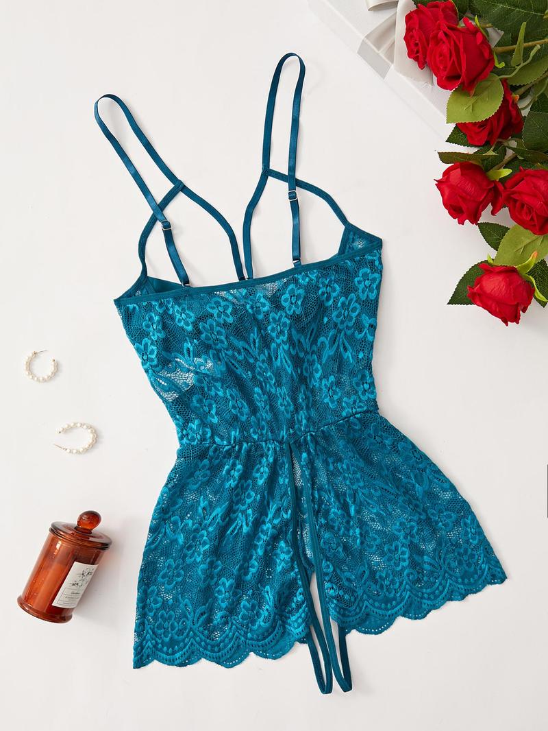 Product Introduction of Women's Floral Lace Bow Decor Sexy Cami Bodysuit, Sleeveless Bodysuit for Daily Wear, Ladies Sexy Lingerie for All Seasons 8
