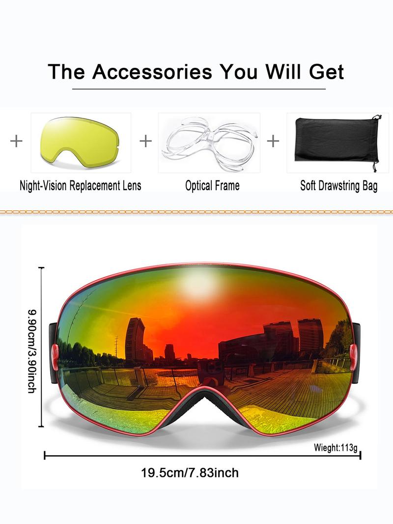 Product Introduction of UV400 Protection Ski Sunglasses with Night Vision Lens & Optical Frame & Storage Bag, Anti-fog Detachable Lens Ski Googles for Men & Women, Sports & Outdoor Clothing Accessories 1