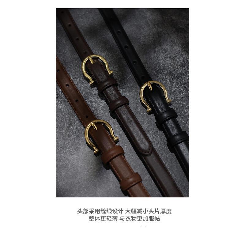 Product Introduction of Basic light mature temperament delicate belt French gold buckle leather niche light luxury belt women's trouser belt 3