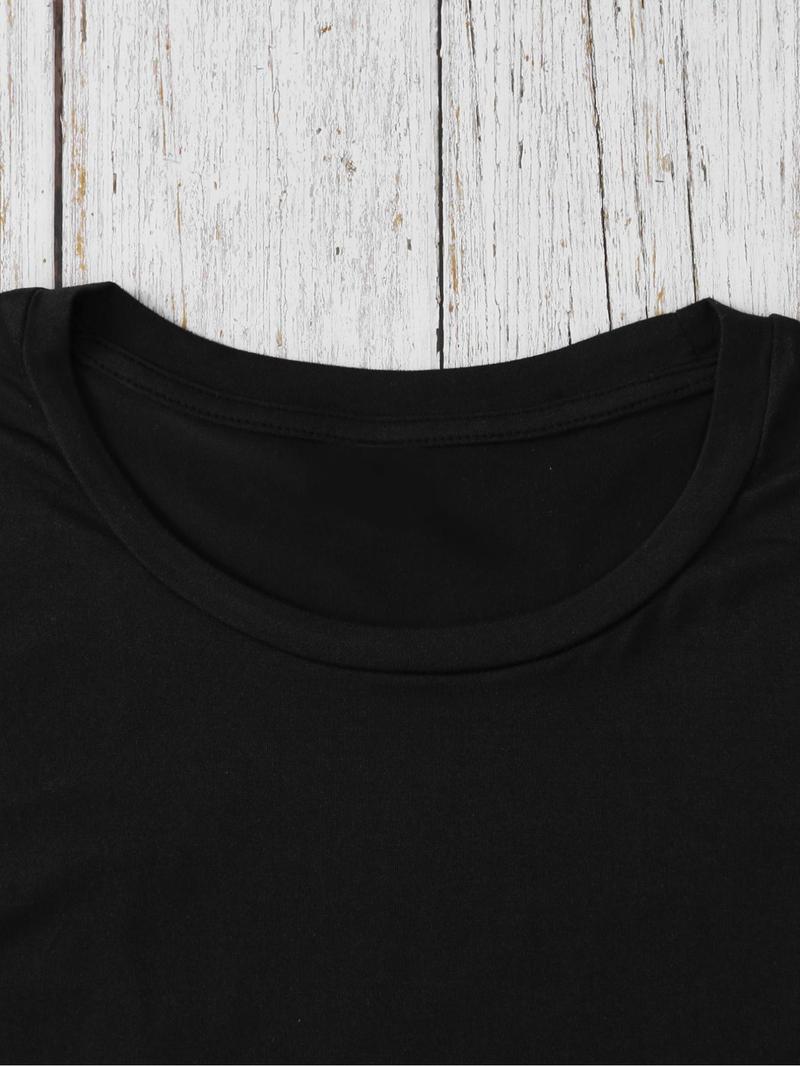 Product Introduction of 【Plus Size】 Letter Print Round Neck Tee, Casual Short Sleeve Crew Neck T-shirt for Summer, Women's Plus Clothing for Daily Wear 3