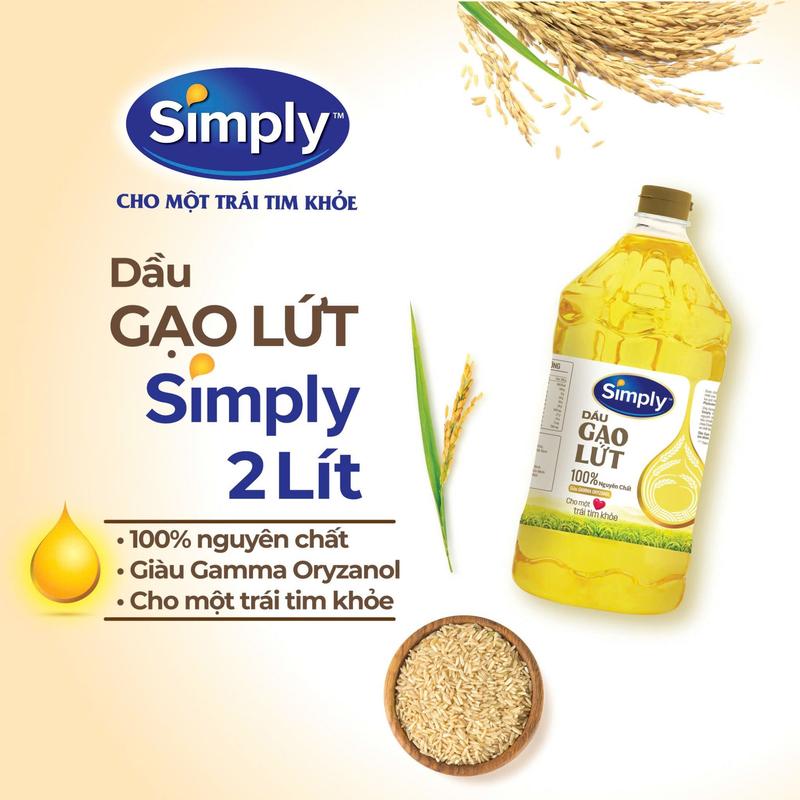 Dầu Ăn Gạo Lứt Simply Nguyên Chất 2L Giúp Đẩy Lùi Cholesterol Xấu