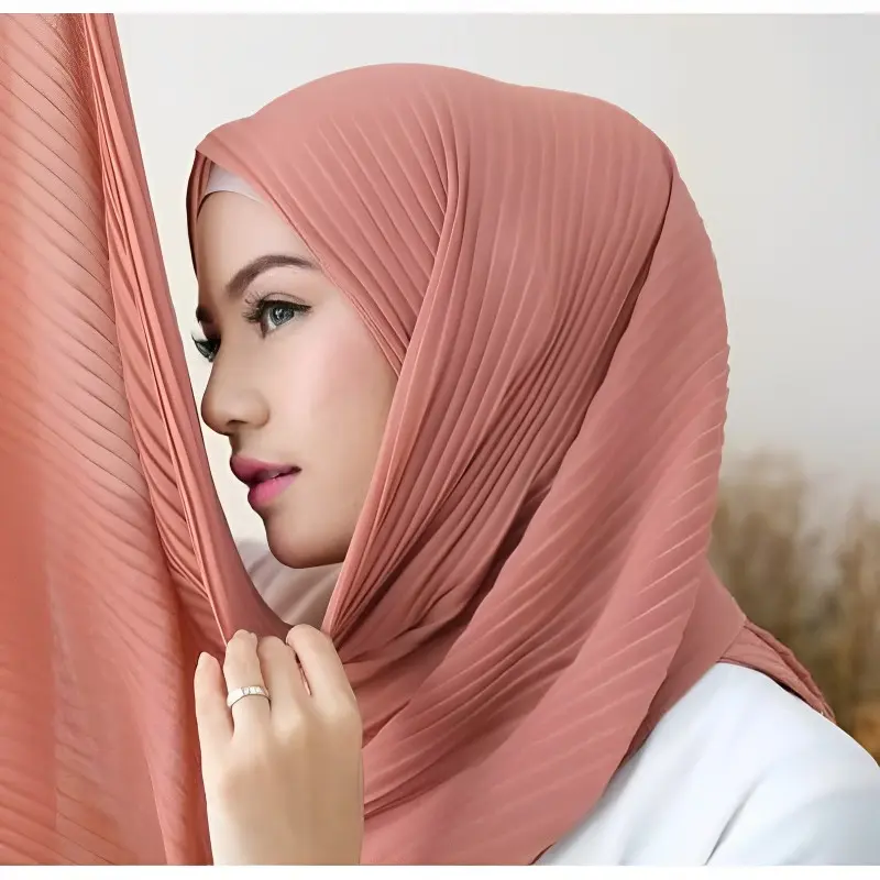 Pashmina Plisket Bahan Hyget Premium(180cm x 75cm) Lidi Garis Panjang Muslim