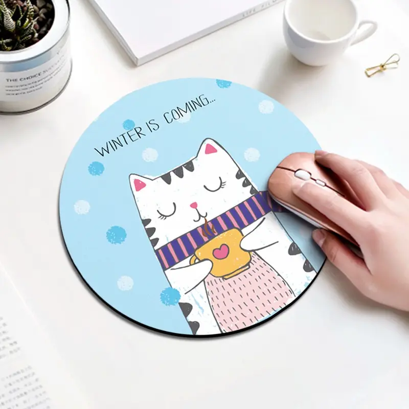 Lót chuột hình tròn dễ thương đáng yêu xinh xắn ngộ nghĩnh chất liệu dày dặn chống trơn trượt 7
