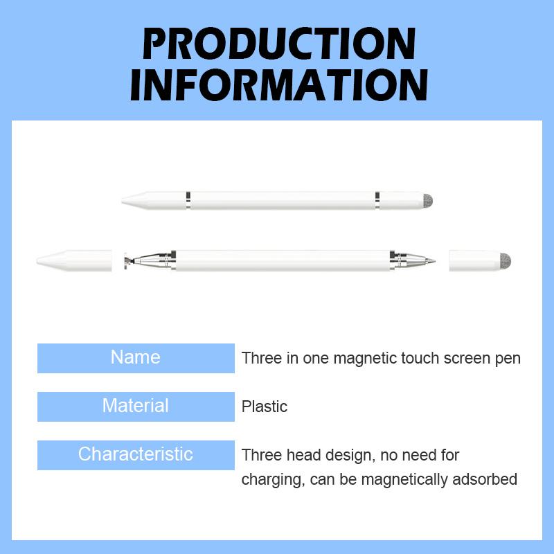 【FERDY】Pena Layar Sentuh 3-in-1 Pena Kapasitif Hisap Magnetik Pena Tulis Tangan Tablet Ponsel