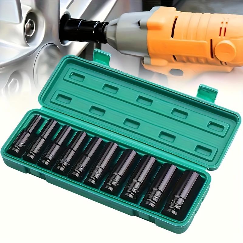 10pcs Set 1/2 Inch 8-24mm Electric Long Socket Wrench Tool Socket Wrench Adapter Hand Tool Car Home Industrial Repair Tool Socket Kit 3