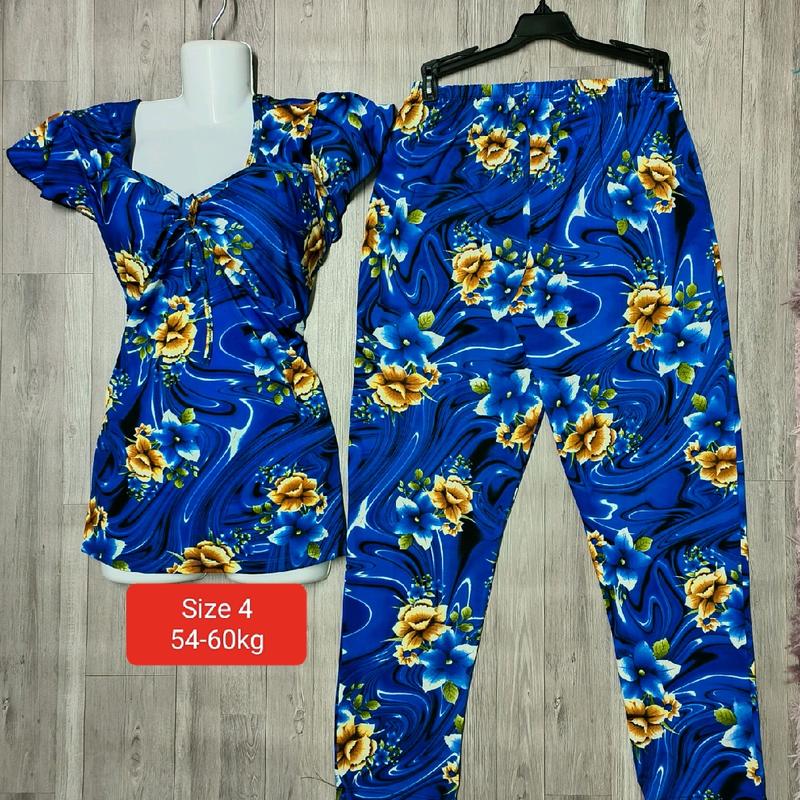 Size 4 từ 54-60kg Đồ bộ trung niên giá rẻ tay nhí quần dài có túi y hình 1