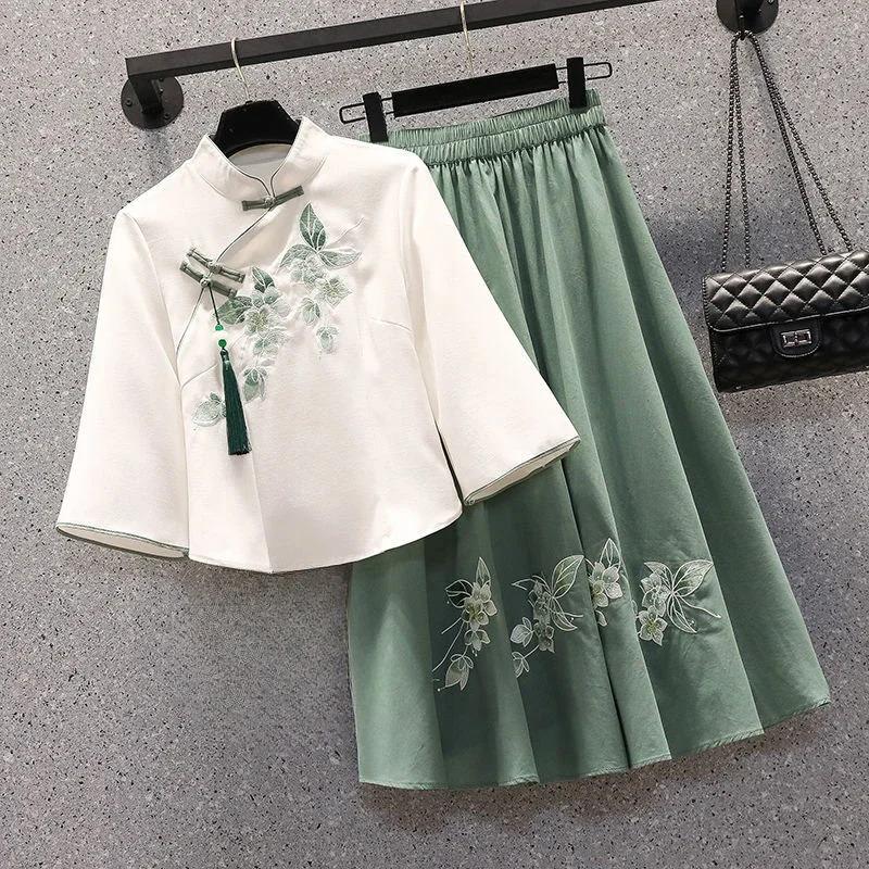 Bộ Đồ Bướm Cho Nữ, Phong Cách Trung Quốc, Cỡ Lớn, Áo Thêu, Bộ Đồ Hanfu, Áo Cánh Và Váy, Bộ Hai Mảnh, Ngoại Cỡ Có Sẵn setyem set hello kitty quần áo set đồ nữ áo và quần đi đám cưới