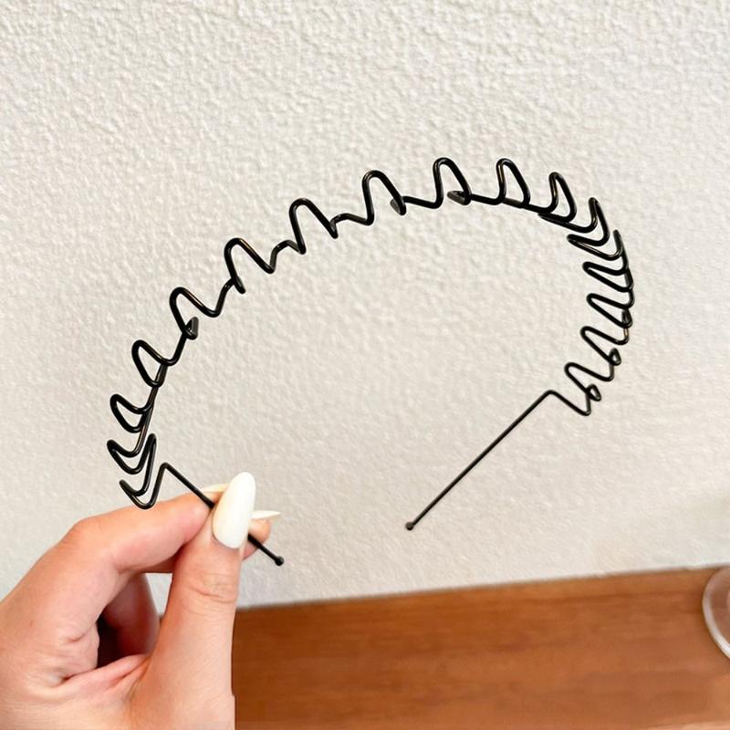 Product Introduction of Elegnat Cross Wave Shape Headband Double Layer Spring Shape Thin Metal Hair Hoop Headwear Hair Accessories Men Hair Bands Daily 12