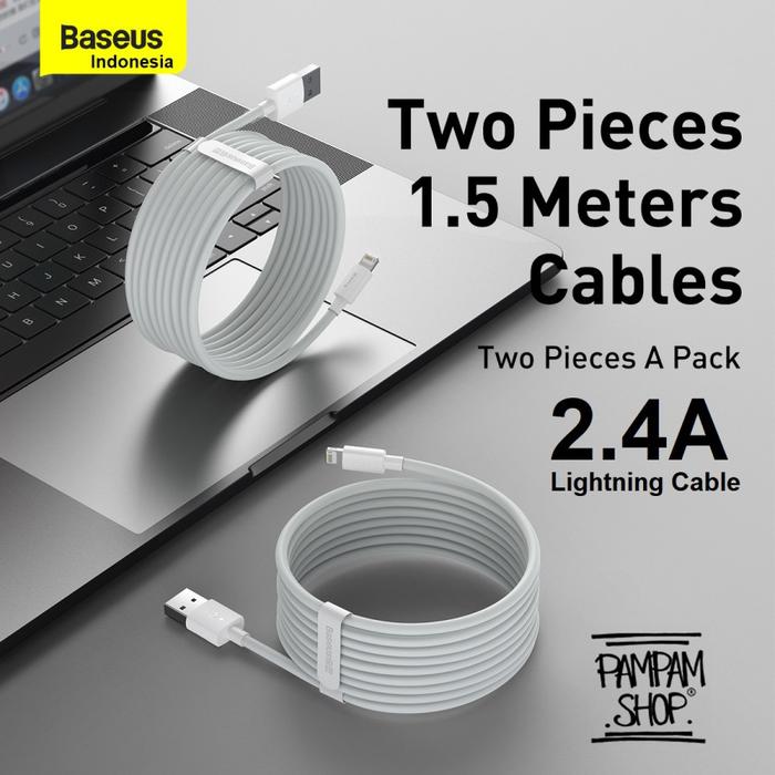 Gambar Baseus Kabel Data Simple Wisdom isi 2 PCS USB A to Lightning 2.4A 1.5M Ip 5 5S 6 7 8 Plus Ori Cable Original 1.5 Meter dari Pampam Shop Kab. Tangerang Tokopedia