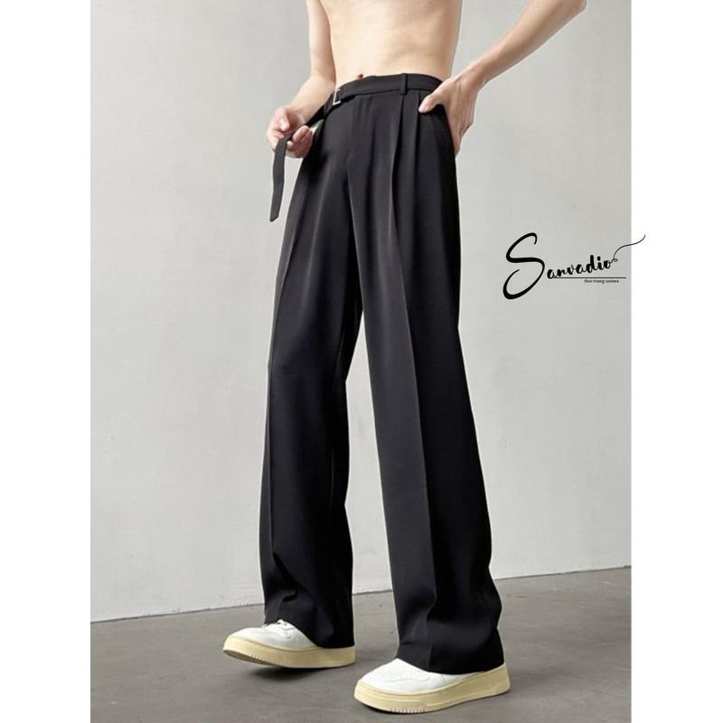 Quần Tây Nam SANVADIO Quần Âu Nam Ống Suông Rộng Có Kèm Đai Tôn Dáng Che Khuyết Điểm Không Nhăn Không Phai Màu QD003 Menswear Pants Ong Kem